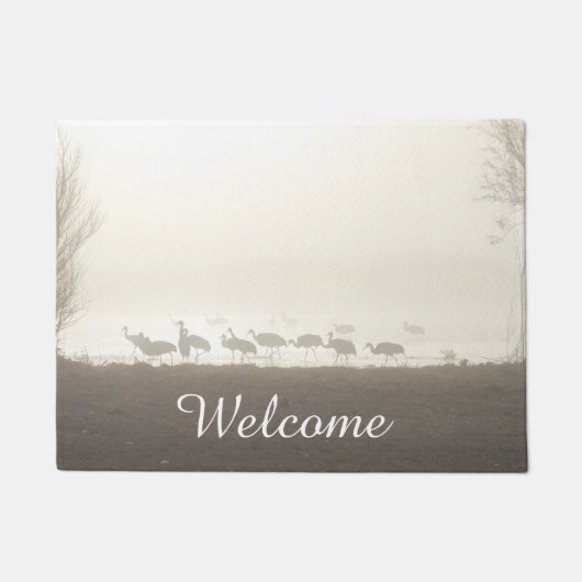 Kranen in de mist deurmat (Voorkant)