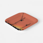 Kranen op een gebouw papieren bordje (Gebogen)