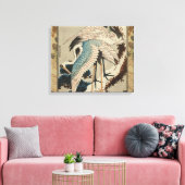 Kranen op een met sneeuw beklede Pine Hokusai Canvas Afdruk (Insitu (Woonkamer))