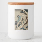Kranen op een met sneeuw beklede Pine Hokusai Voedselcontainer Etiket (Voorkant)