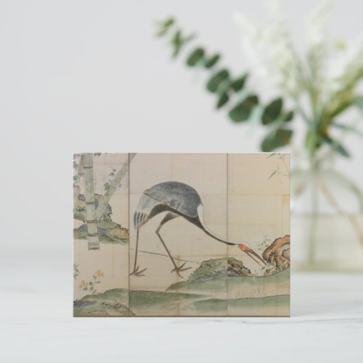 Kranen, pijnbomen en bamboe briefkaart (Staand voorkant)