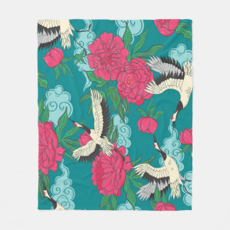 Kranen Pioenrozen:  bloemafbeeldingen Fleece Deken