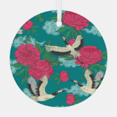 Kranen Pioenrozen:  bloemafbeeldingen Glas Ornament (Achterkant)