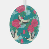 Kranen Pioenrozen:  bloemafbeeldingen Glas Ornament (Voorkant Rechts)