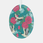 Kranen Pioenrozen:  bloemafbeeldingen Glas Ornament (Voorkant links)