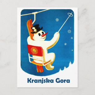 Kranjska Gora, Slovenië, Sneeuwpop op Skilift Briefkaart