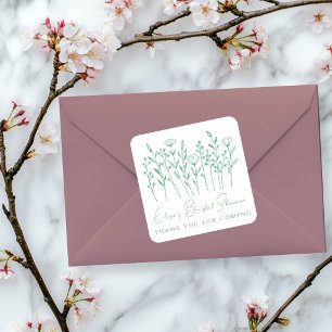 Krankzinnig mooie lijnkunst met wilde bloemen voor vierkante sticker