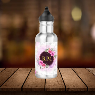 Krans Bloem Initial Letter Monogram Naam Marmer Waterfles