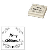 Krans Bloemen Vrolijk Kerstfeest Rubberstempel (Gestempeld)