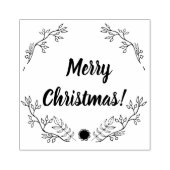 Krans Bloemen Vrolijk Kerstfeest Rubberstempel (Afrduk)