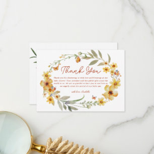 Krans Boho Wildflower Baby shower Dank u kaart