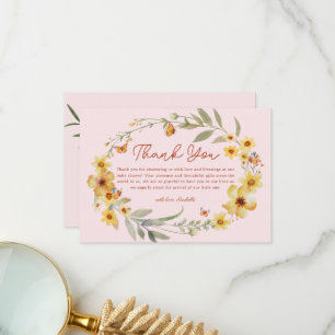 Krans Boho Wildflower Baby shower Dank u kaart
