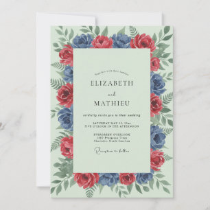 Krans Bruiloft Dieprood Kobalt Kaart