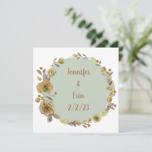 Krans Bruiloftsbloemen Bloem Vector Dank je wel Kaart (Staand voorkant)