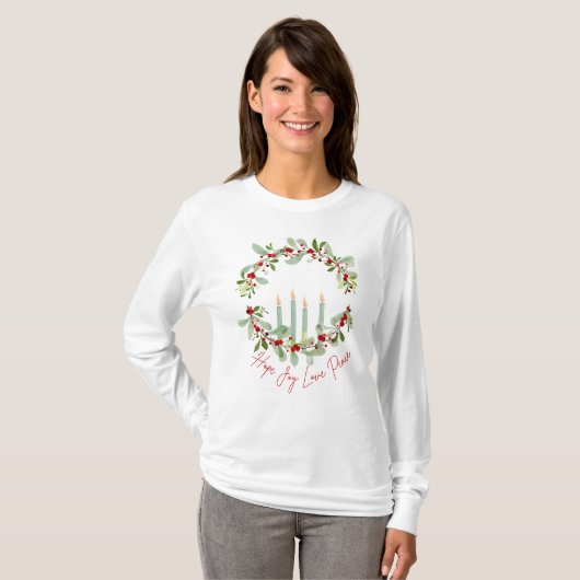 Krans en kaarsen Advent T-shirt (Voorkant volledig)