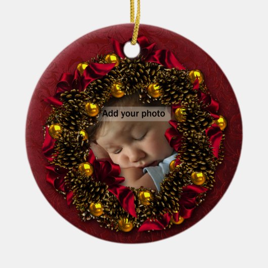  krans foto kerstversiering keramisch ornament (Voorkant)