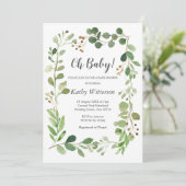 Krans Greenery Baby shower Kaart (Staand voorkant)