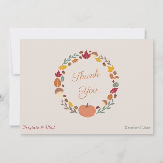 krans & herfst bruiloft dank u kaart (Voorkant)