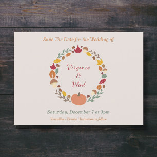 Krans & Herfst Bruiloft Save The Date Kaart