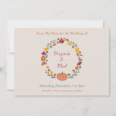 Krans & Herfst Bruiloft Save The Date Kaart (Voorkant)