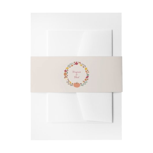 krans & herfst bruiloft uitnodiging buik band uitnodigingen wikkel (Voorkant Voorbeeld)