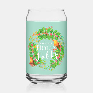 Krans Holly Jolly Family licht Blauwgroen Blikvorm Glas