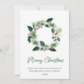 Krans Hulst Kerstmis  Feestdagenkaart (Voorkant)