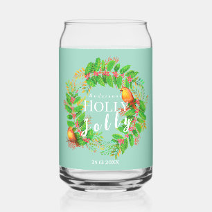 Krans Hulst Vrolijk Familie Licht Teal Blikvorm Glas