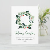 Krans Hulstbes Kerstmis Feestdagenkaart (Staand voorkant)