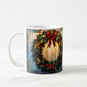 Krans in glas-in-loodstijl Merry Christmas Koffiemok