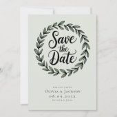 Krans kalligrafie foto bruiloft save the date (Voorkant)