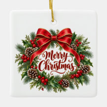 Krans keramiek ornament vierkant Kerstmis