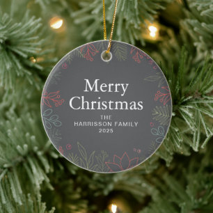 Krans Kerst Familie Foto Keramisch Ornament