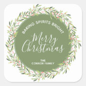 Krans Kerstmis Bakken Geesten Helder Vierkante Sticker (Voorkant)