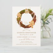 Krans Kerstmis Cookie Exchange Party uitnodiging (Staand voorkant)
