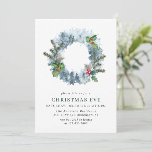 Krans Landschap Kerstmis Hulst Bes Eve Kaart (Staand voorkant)