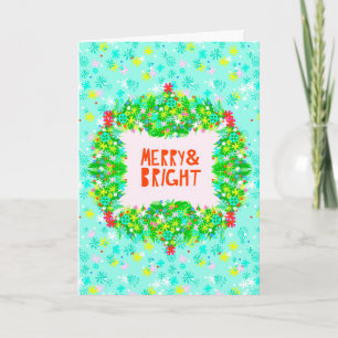 Krans Merry & Bright Feestdagen Kaart