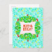 Krans 'Merry & Bright' Feestdagenkaart (Voorkant / Achterkant)