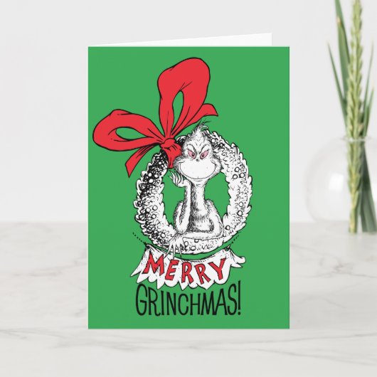 Krans Merry Grinchmas Grinch Kaart (Voorkant)