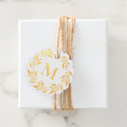 Krans met bessen Monogram Initiaal Bedankjes Labels (Met doos)