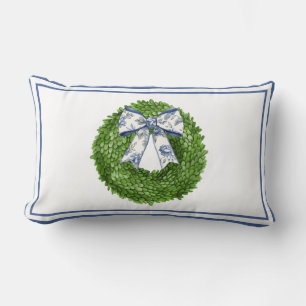 Krans met blauwe Toile strik Kussen
