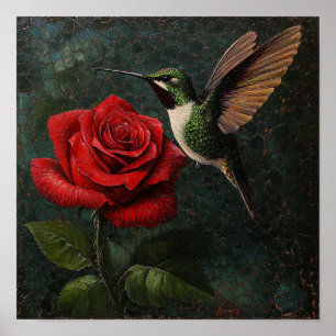 Krans met dikke roos bloemen voor interieurdesign poster