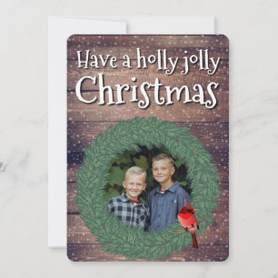 Krans met foto 'Have a Holly Jolly Christmas' Feestdagenkaart