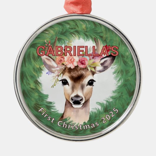 krans met hertenbloem metalen ornament (Voorkant)