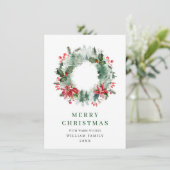 Krans met hulstbessen Kerstgroet Feestdagenkaart (Staand voorkant)