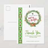 Krans met Kerstgroet Bedankt Briefkaart (Voorkant / Achterkant)