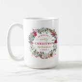 Krans met Kerstgroet Monogram   Koffiemok (Links)