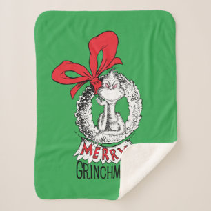 Krans met vrolijk Grinchfeest De Grinch Sherpa Deken