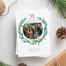 Krans Monogram Foto Vakantiewenskaart Feestdagenkaart