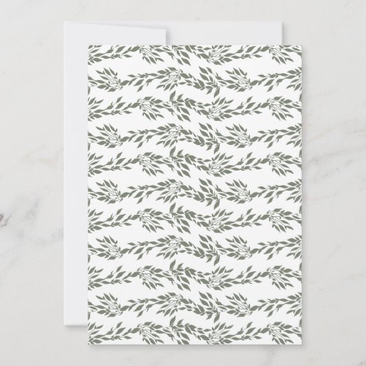 Krans Monogram Sage Groen Elegant Lijst Bruiloft Kaart (Achterkant)